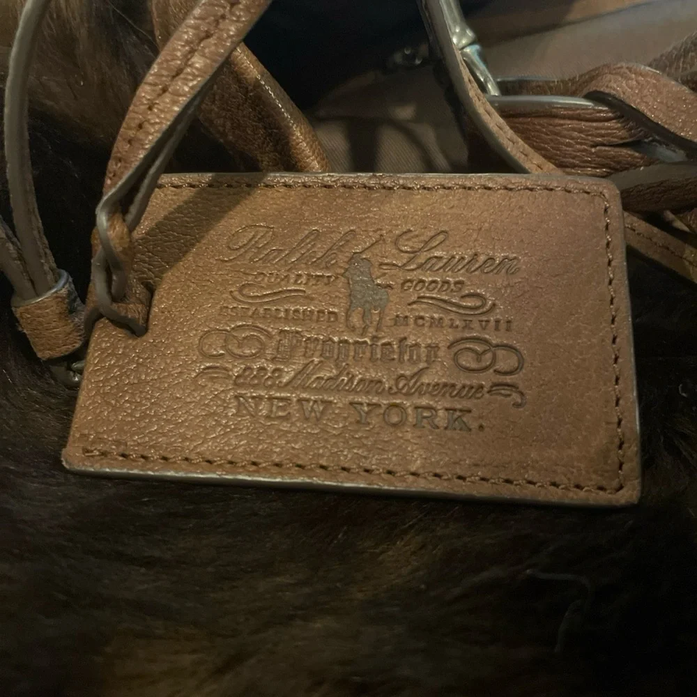 Vintage Ralph Lauren Purple Label Shearling Fur Ponyhair Hobo Bag Purse Tote